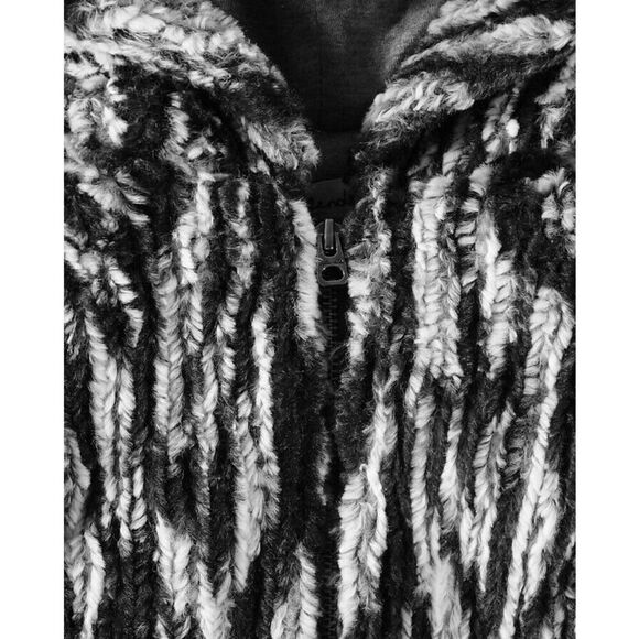 Splendid Girls 12 Striped Faux Fur Jacket Hooded Coat - Picture 3 of 9